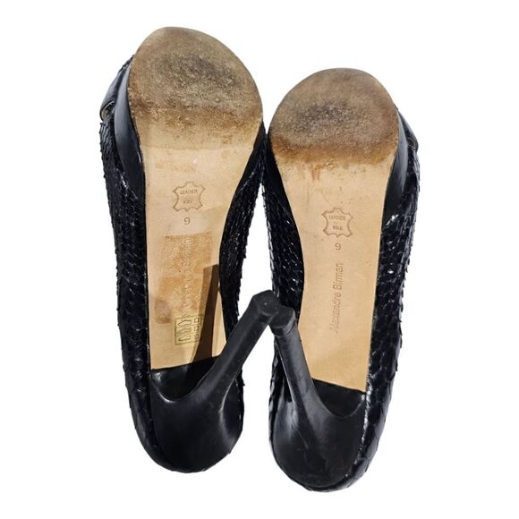 ALEXANDRE BIRMAN Black Python Open Toe Heels - Size 9 - Picture 5 of 7